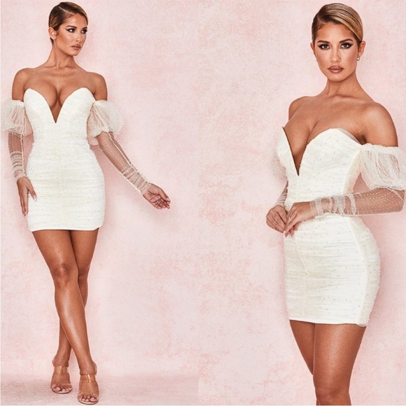 House of CB Dresses & Skirts - HOUSE OF CB 'Milana' Ivory Crystal and Tulle midi dress